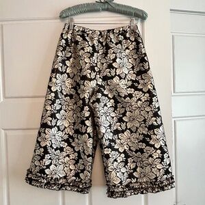 Chasing Fireflies Wide Leg, Metallic Floral Crop Pant